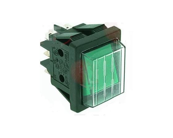 Conmutador verde 30x22mm 230v con funda