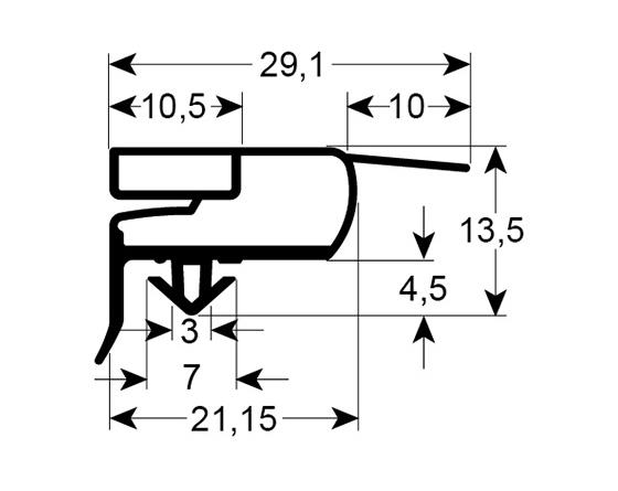 Burlete para frigorífico mondiali an 705mm l 1640mm