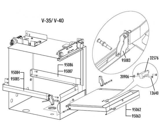 Guia cesta izquierda v-35 linea blanca