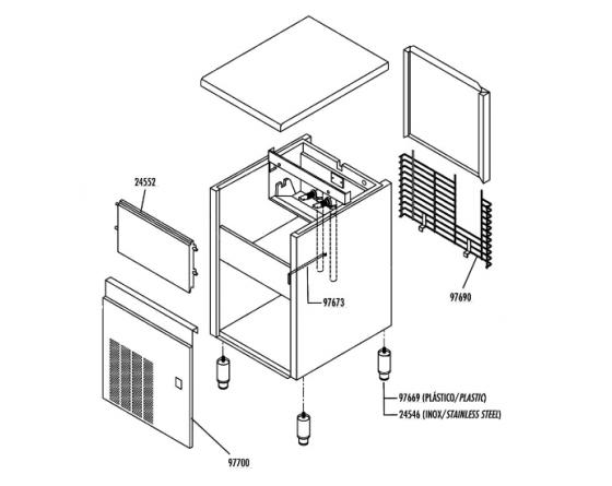 Panel inferior frontal fabricador hielo