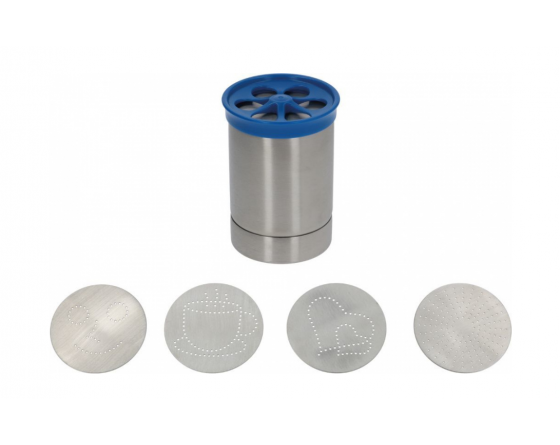 Espolvoreador cacao inox con 4 plantillas