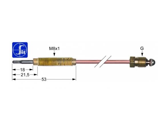 Termopar cabeza roscada m9x1 l 1000mm