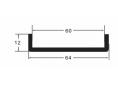 Burlete pvc n-5 negro u 10x60x10(tira 2m