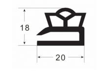 Burlete 20 x 18mm perfil Pvc Negro ( 3 metros )