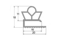 Burlete 20x18mm Perfil UR-104 Pvc Negro (3m)