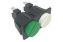 Pulsador doble blanco/verde 230v 16a 28x54mm