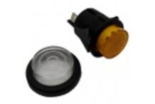 Pulsador ambar Ø25mm 230v con funda lb