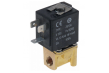 Válvula magnética 2vías 230VAC empalme 1/8" L 26,5mm DN 2,3mm conector hembra DIN -10 a +90°C SIRAI