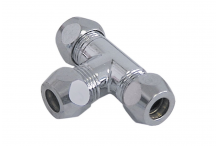 pieza T rosca 3/8" tubo ø 10mm latón cromado
