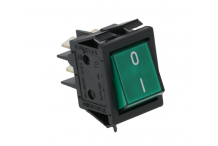 Pulsador basculante medida de montaje 30x22mm verde 2NO 250V 16A iluminado 0-I