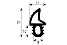 Burlete Lineal L=1000mm Silicona Negro piron