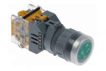 Pulsador medida de montaje ø22mm 1NC 660V máx. 10A 0-1 con enclavamiento verde iluminado